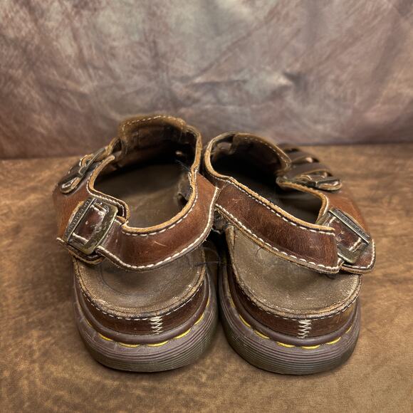 Vintage 90s Dr. Martens Fisherman Sandals Brown Leather Buckle Chunky Men's 12 - Picture 4 of 16